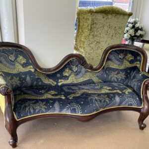Reupholstered in Emma Shipley lynx fabric